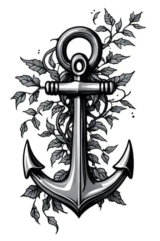 Anchor And Vines Growing