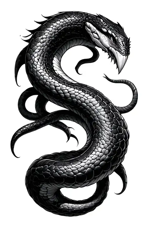 Black Fat Snake Coiling Demonic