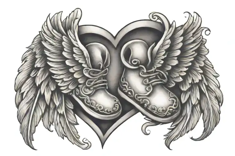 Baby Footprints With Wings And A Heart Shape