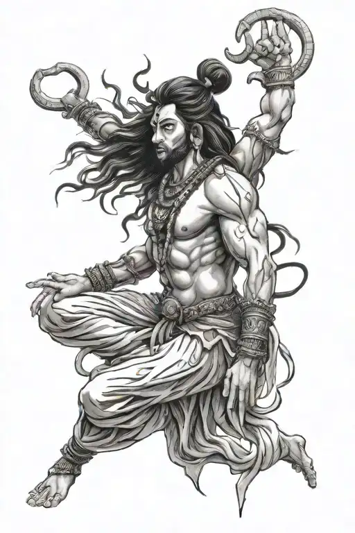 Shiva Doing Tandav With Kailash In Background And Sohum Written In Sanskrit
