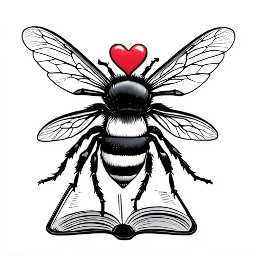 A Book With A Heart On Top And Together It Looks Like A Bee In Easy Art Style
