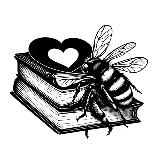 A Book With A Heart On Top And Together It Looks Like A Bee In Easy Art Style