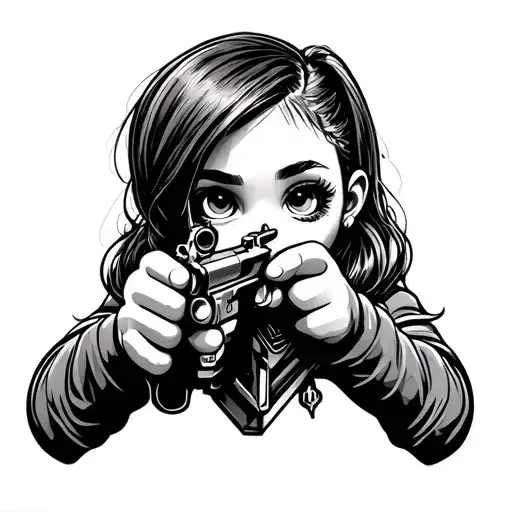 Cartoon Doll Brats Shoots A Pistol