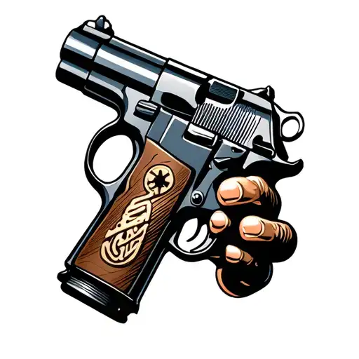 Cartoon Doll Brats Shoots Up From A Pistol Up