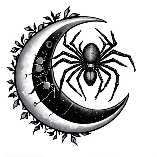 Spider Lillie's And A Crescent Moon