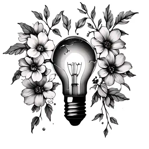 Broken Lightbulb With Flowers Growing