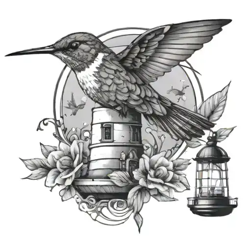 Hummingbird And Lighthouse Surrounded