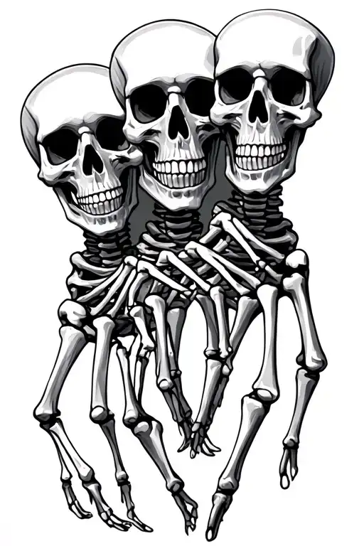 3 Dancing Skeleton Hand Holding