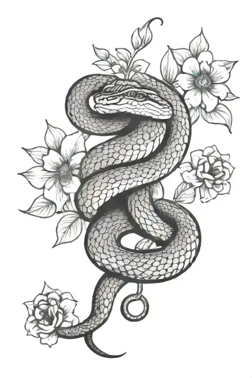 Snake And Flowers