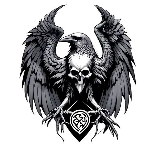 Raven Grim Reaper With Celtic Runes Engraved