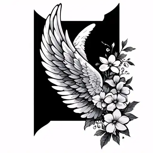 Angel Wing With Flowers