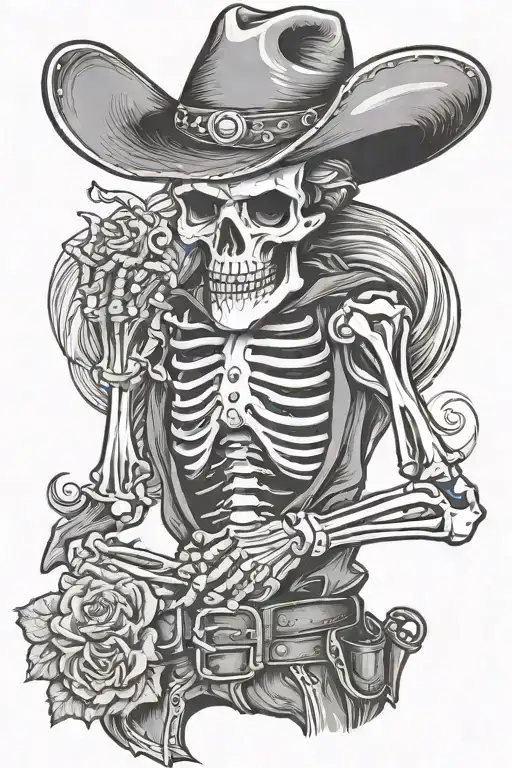 Cowboy Skeleton Smoking