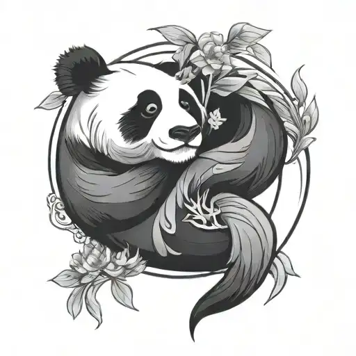Pandas In Yin And Yang Symbol Intertwined