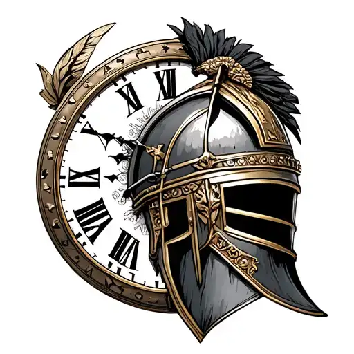 Roman Helmet And Roman Clock