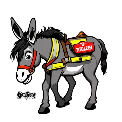 Cartoon Donkey Firefighter
