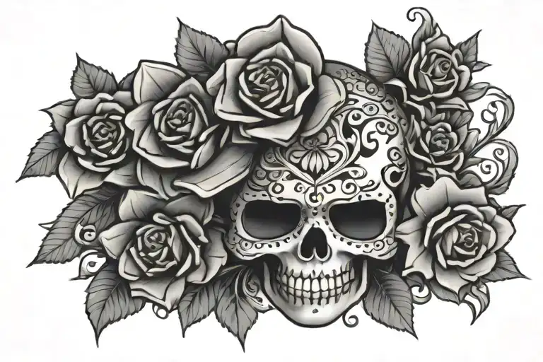 Hello Kitty Chicano Mexican Skull Flowers