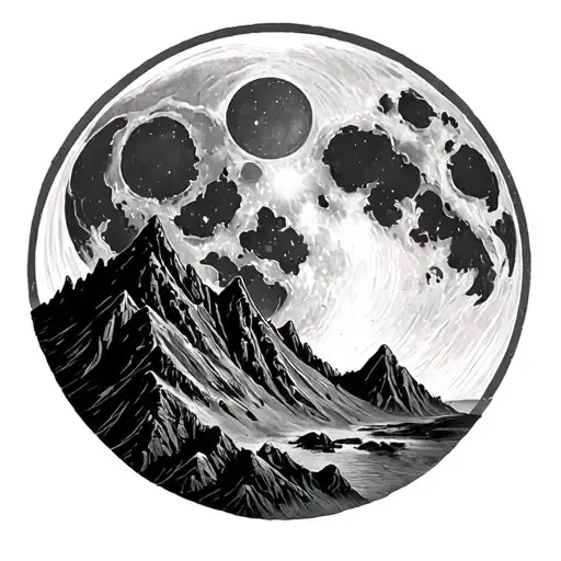 Full Moon With Mountain Deadspace