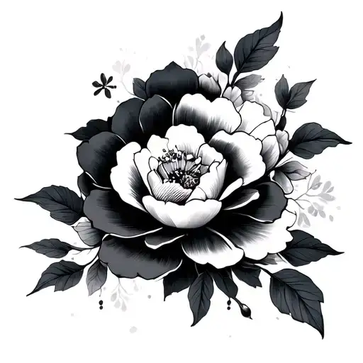 Japanese Beauty Symbol With Flower Blooming