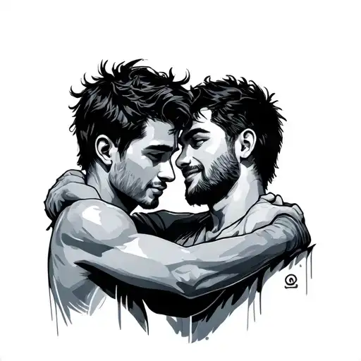 Man Friendship Support Each Other Overcome Difficulties