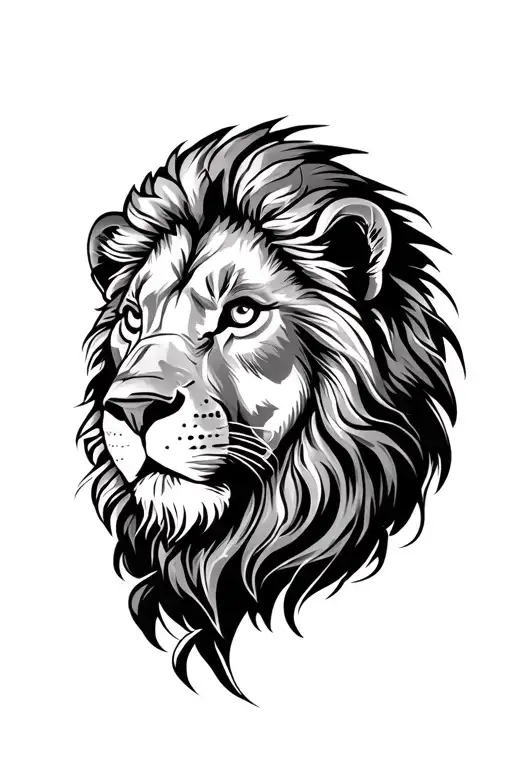 Lion Head With Mountain Peaks