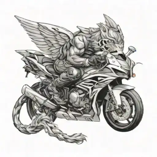 A Tiger With Angel Wings Riding A Yamaha R1