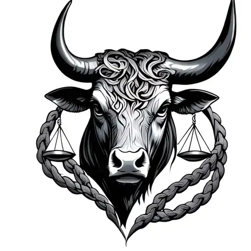 Zodiac Bull And Scales Intertwined Within