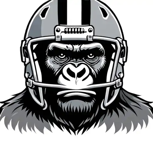 Traditional American Gorilla Wearing Old Style Football Helmet