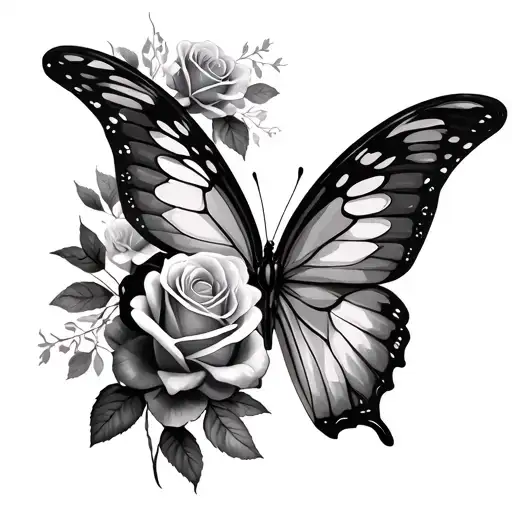 Rose And Butterfly Wing Chest Women