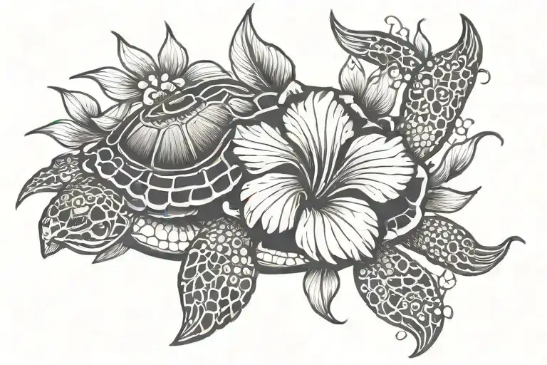 Martinique Turtle Hibiscus Flower Wind Co Ordinates