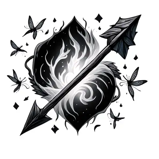 Arrow With Fireflies Around It