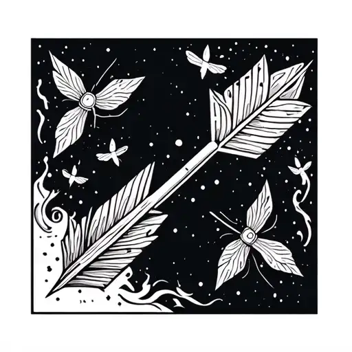 Fineline Arrow With Fireflies Around It