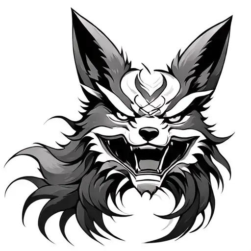 Japanese Fox God Kon Mask