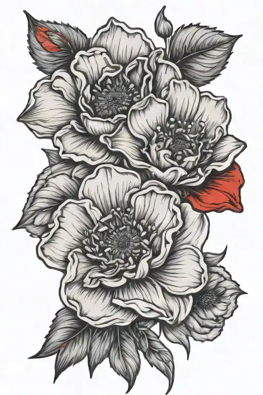 Gardenia Daisy And Red Poppy Flower