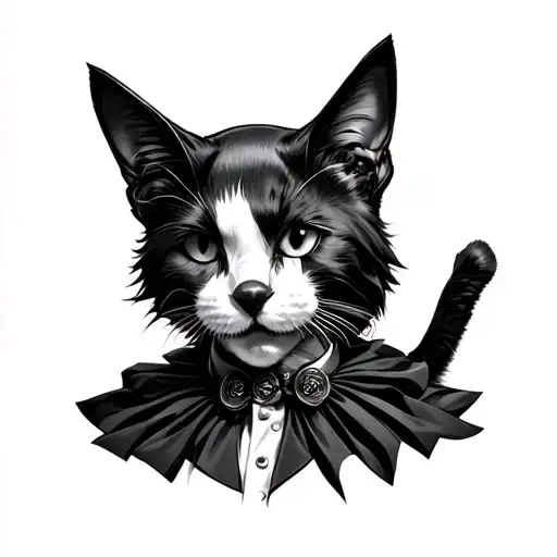 Black Cat Clown Cowbow Tattoo