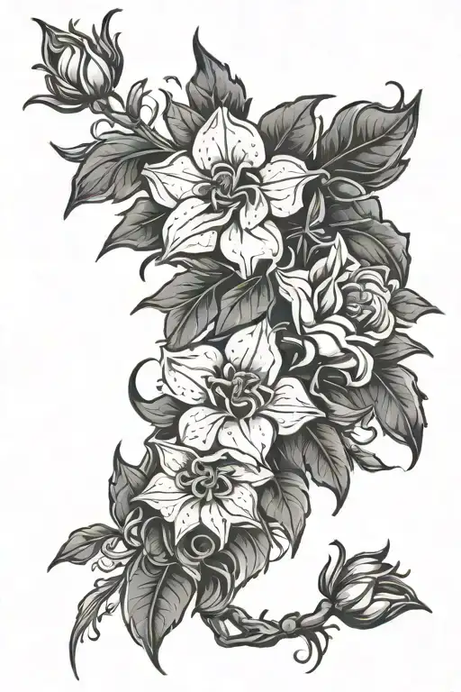 Rose Larkspur Flowers Intertwined