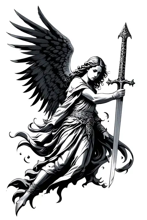 Gardian Angel Holding A Sword