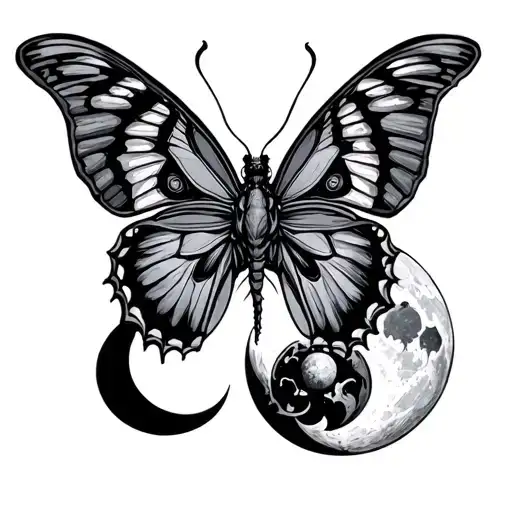 Moth Butterfly Sun Moon Surrounded