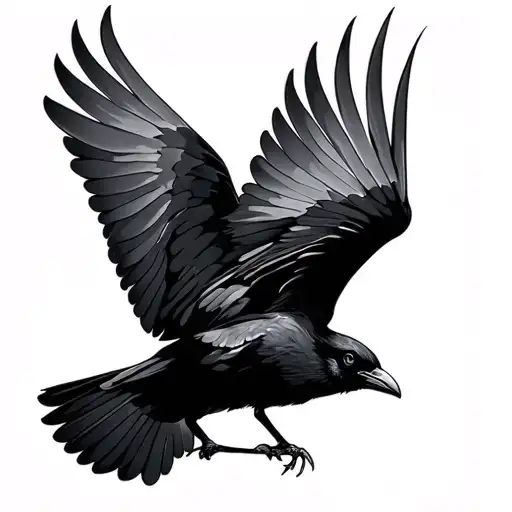 Black Crow In Flight