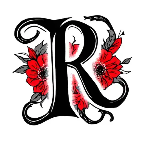 Cover-up From The Letter R On The Back Of The Hand In Black And Red