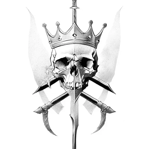 Two Skulls With Crowns And Sword