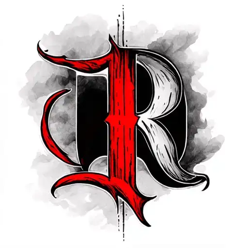 Cover-up From The Letter R On The Back Of The Hand In Black And Red