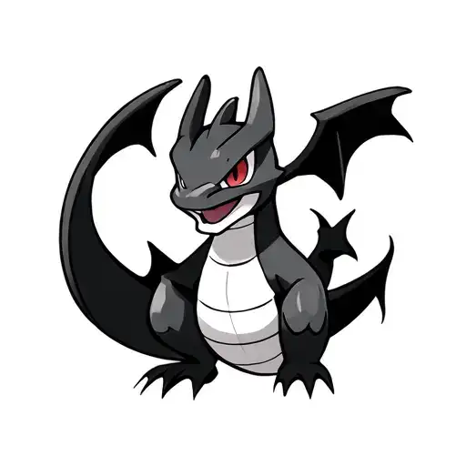 Charizard's Outline Minimalistic Black