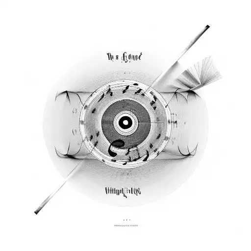 Vinyl Record With A Single Line Of Sheet Music Coming Out From The Top