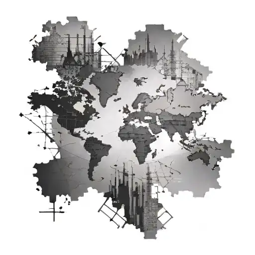 Design A World Map Tattoo With Math Equations As The Borders Of Each Country