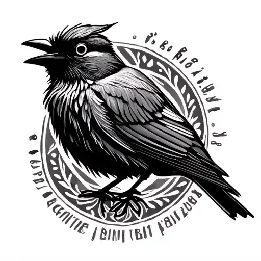 Tribal Bird With Birthdates Subtly Incorporated