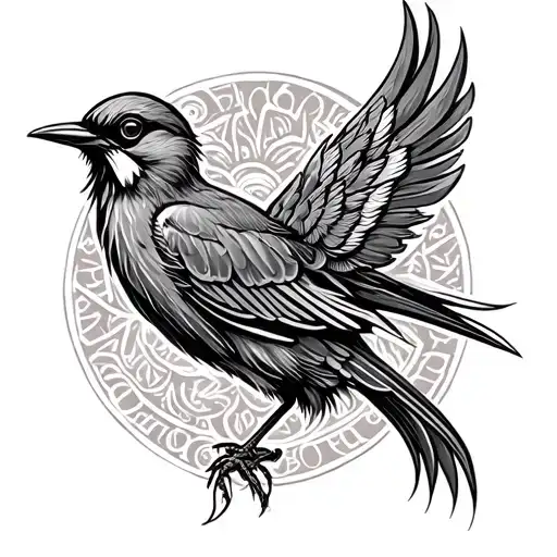 Tribal Bird Outline With Birthdates Subtly Incorporated