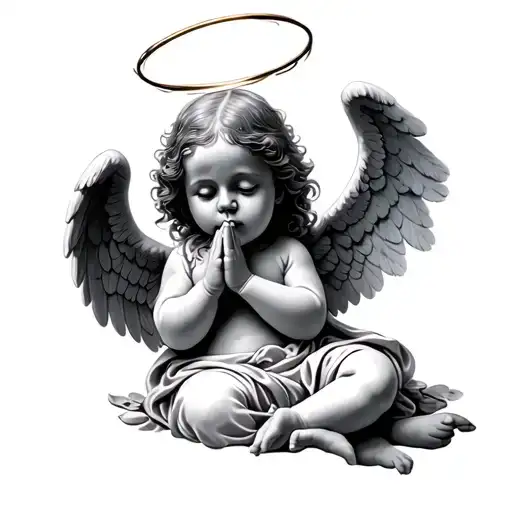 Baby Angel Praying With Halo