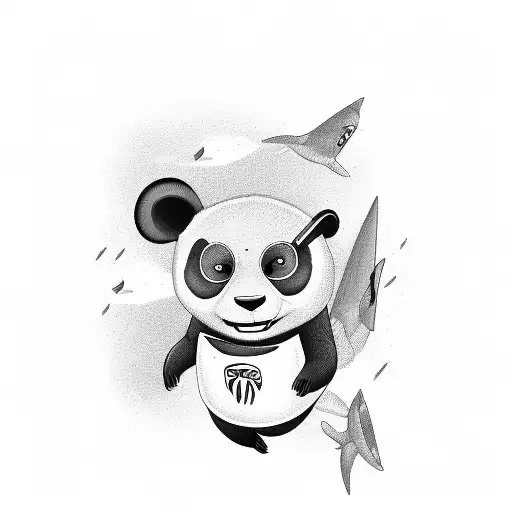Panda In Shark Custome