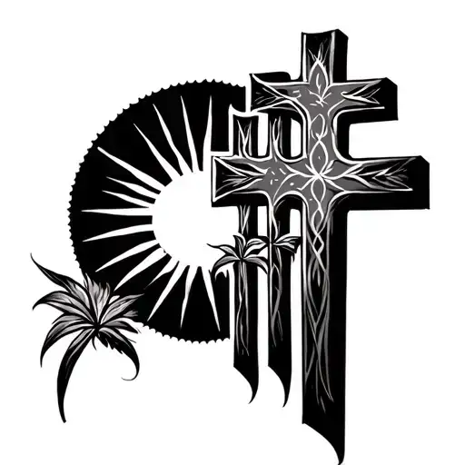 3 Crosses With The Phillippine Sun Behind It