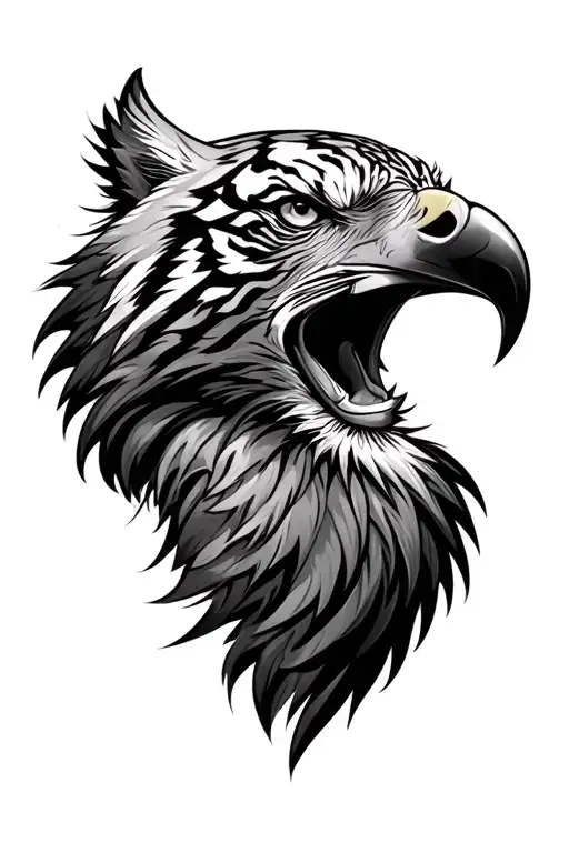 Eagle Turning Into A Tiger Head